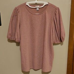 A New Day Puff-sleeved Mauve Pink Top